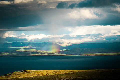 Rainbow above Lake Manasarovar