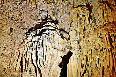 Inside a limestone cave