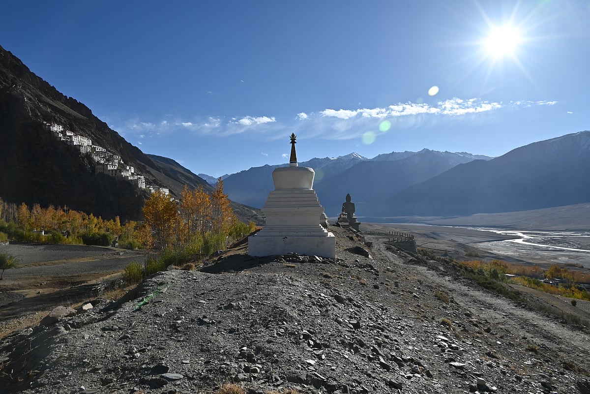 Zanskar river valley, view from Zangla Khar Palace, Zanskar