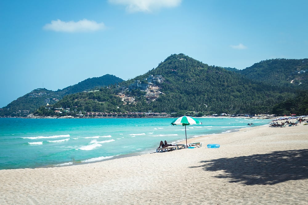 The white sands of  Chaweng Beach in Koh Samui, Thailand