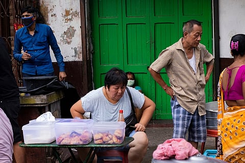 At the morning breakfast in Chinatown