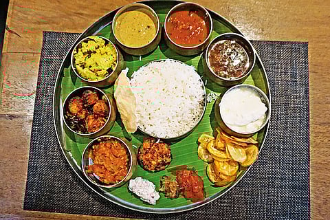 The delicious vegetarian thali served at Svatma in Thanjavur