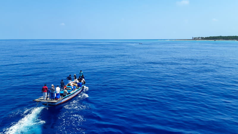 The larger islands get the speed boat once a day but smaller and further ones get it about once a week
