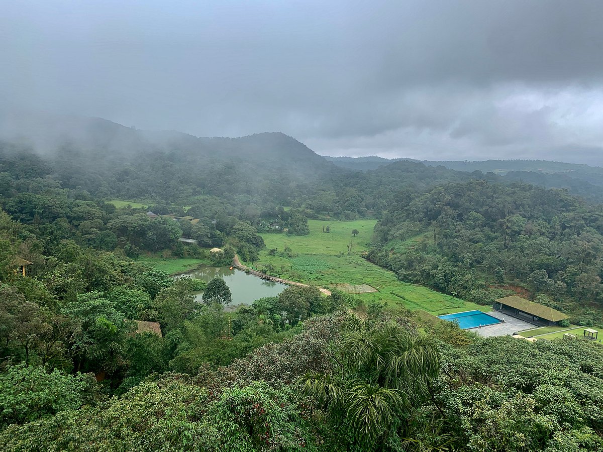 Panorama view of the foggy and cloudy hills of Madikeri Coorg 