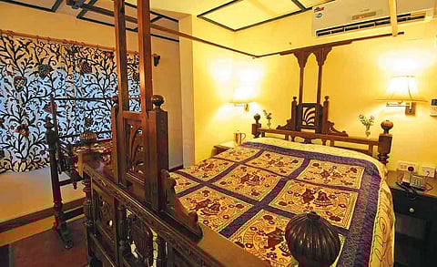 The woodwork and interior decor showcase a bygone era