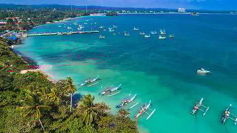 Aerial view of Weligama beach, Sri Lanka