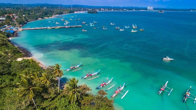Aerial view of Weligama beach, Sri Lanka