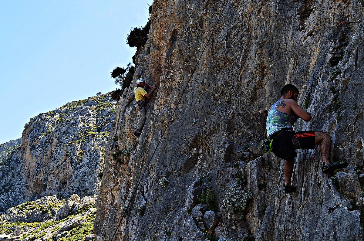Climbing the cliffs of Kalymnos