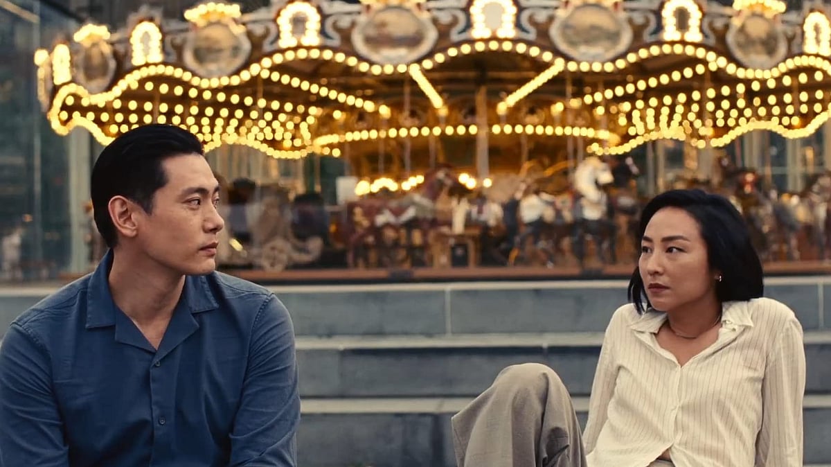Nora and Hae Sung with Janes Carousel in the background