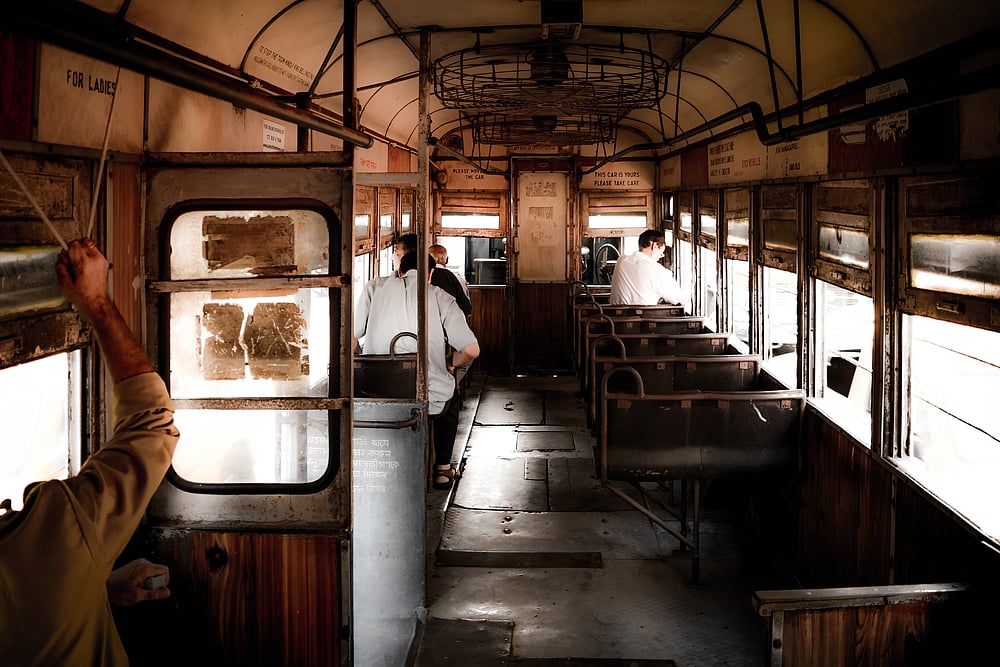 Inside a Kolkata tram 