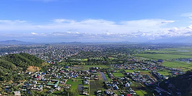 Northeastwebdesigner/Shutterstock : An aerial view of Imphal
