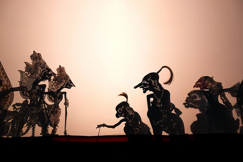 A shadow puppet show