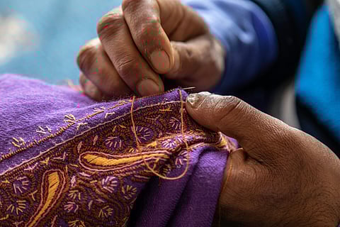 The fine hand-embroidered Kashmiri shawl