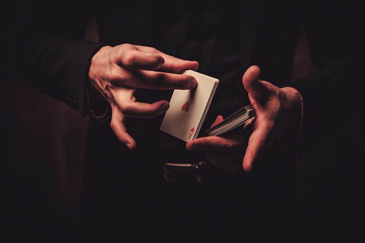 A magician performs