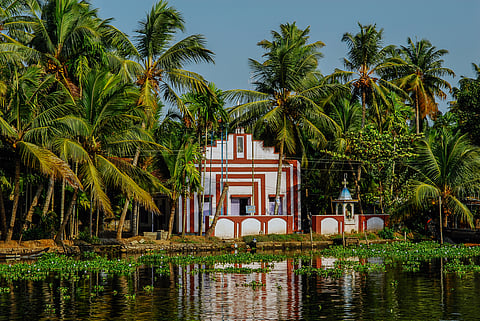 A church in the backwaters of Kumarakom
