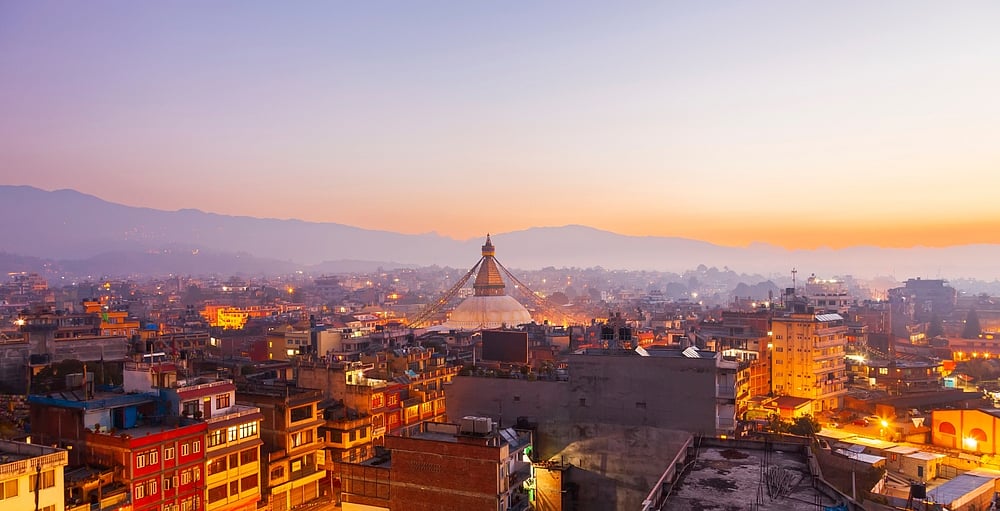Peter Porrini/Shutterstock : Sunset over Kathmandu 
