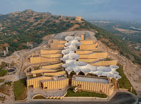 The hill side below the fort site was restored as part of the project