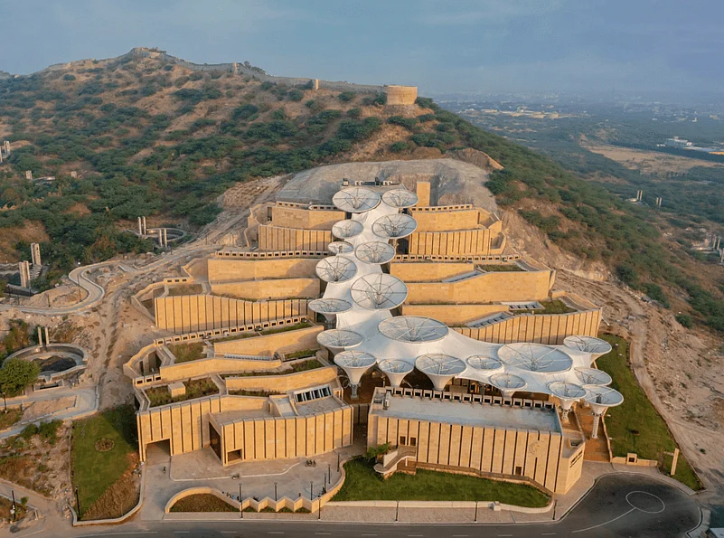 The hill side below the fort site was restored as part of the project
