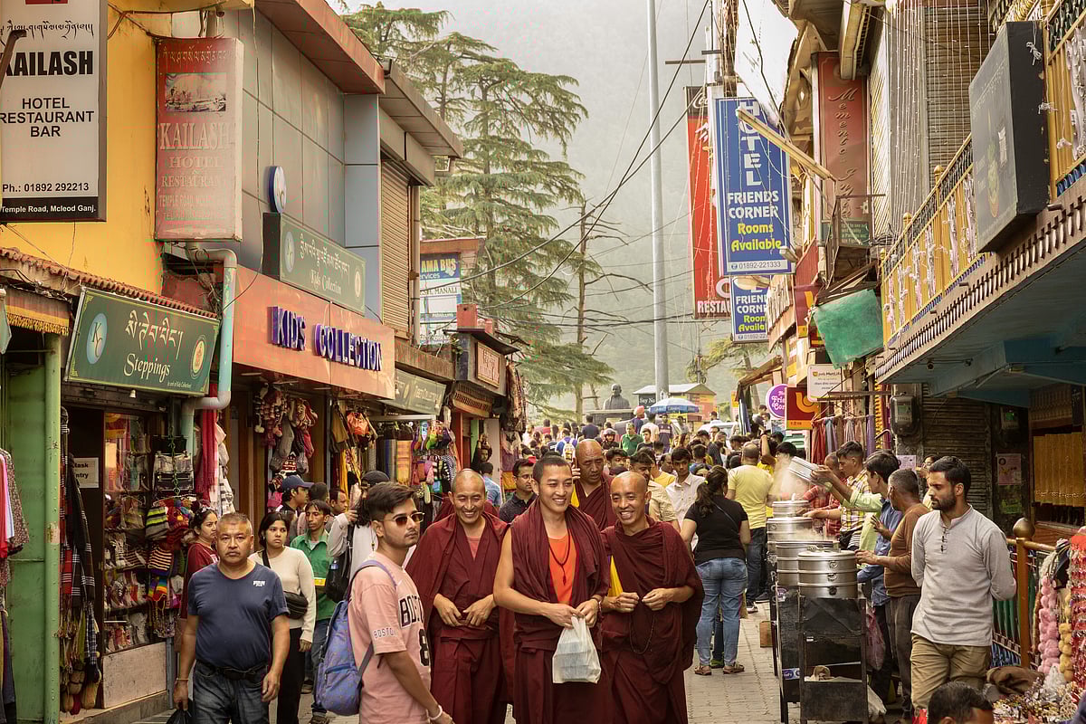 A lively market street in Dharamshala