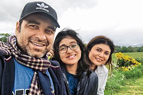 Tripathi and his family on a vacation