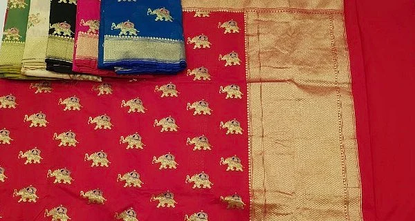 A Banarasi sari in various hues