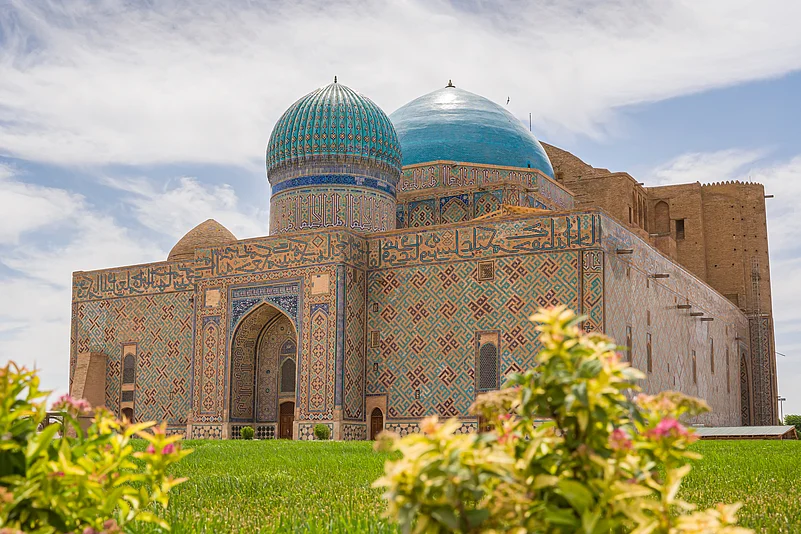 The mausoleum is located in the city of Turkestan, in southern Kazakhstan, and is one of the most revered pilgrimage sites in Central Asia