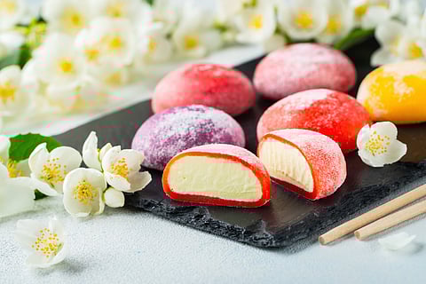 Multi-colored Japanese Mochi in rice dough