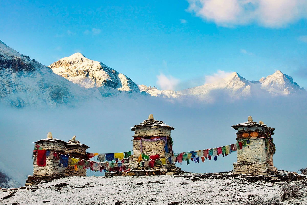 Buddhist stupas in Jomolhari base trekking, Paro