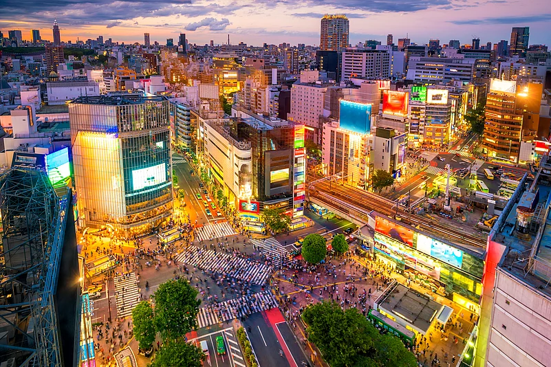 The famous Shibuya crossing in Tokyo