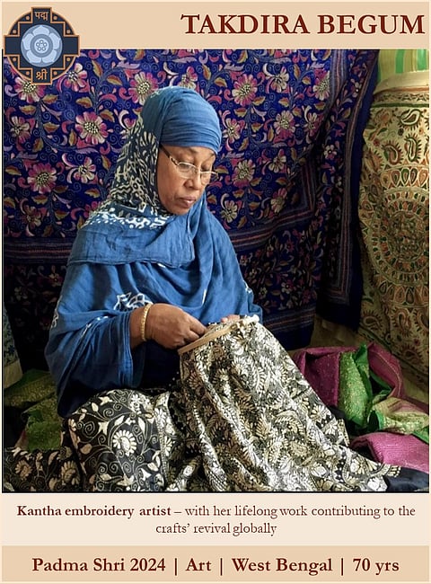 Takdira Begum from West Bengal is a famed kantha embroidery artist