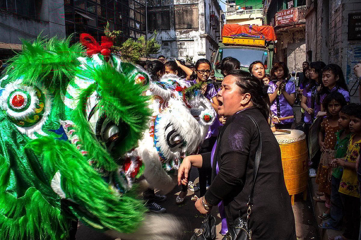 Indrajit Das/Wiki Commons : Dragon dance at Chinese New Year celebrations in Kolkata