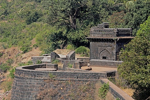 The fort is located in Panhala, 20 kilometres northwest of Kolhapur in Maharashtra