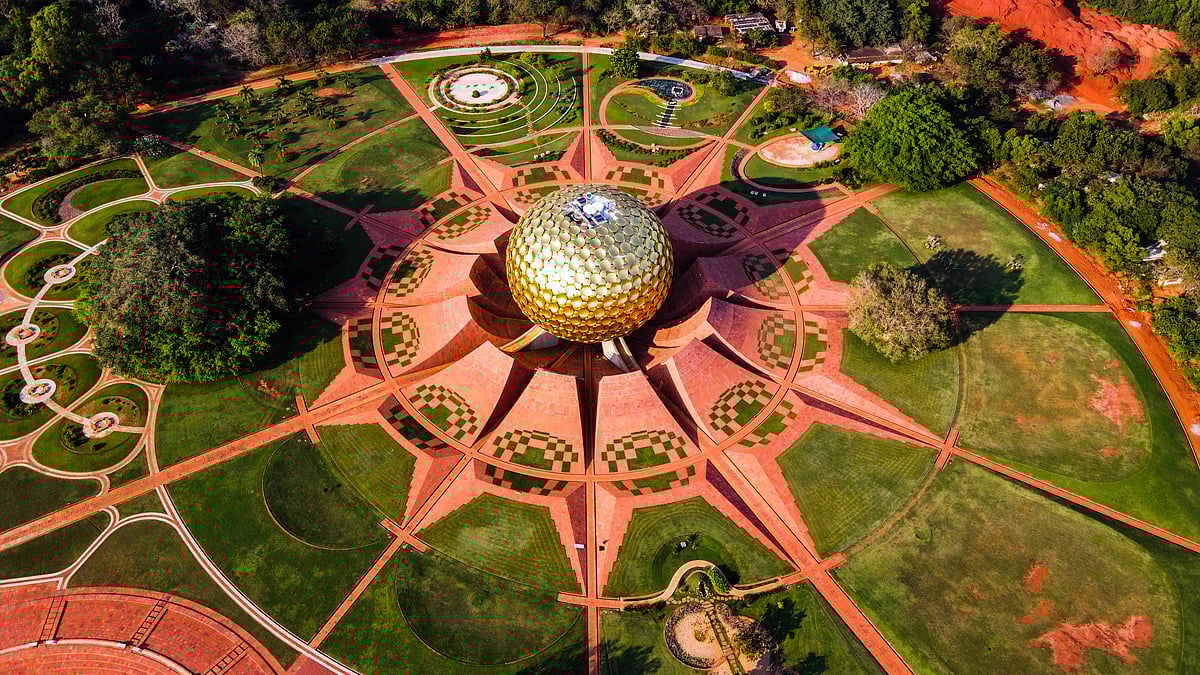 Shutterstock : Aerial view of Matrimandir, Auroville