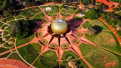 Shutterstock : Aerial view of Matrimandir, Auroville
