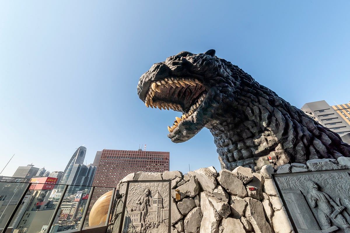 A 40 feet Godzilla head at Hotel Gracery Shinjuku