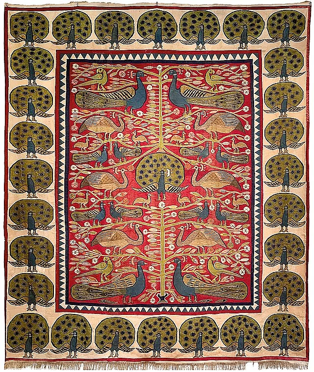 Peacock design dhurrie