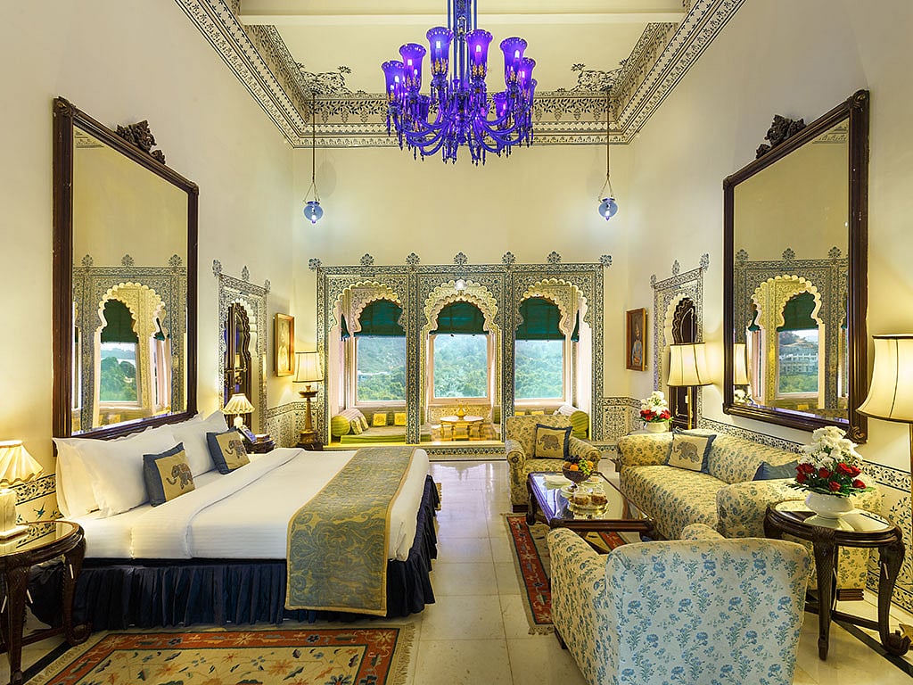The royal suite inside the heritage hotel Shiv Niwas Palace in Udaipur