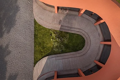 @hampiartlabs/Instagram : The centres flowing design pays homage to its natural surroundings with organic forms and locally sourced materials such as soil and stone