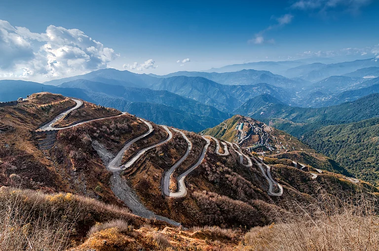 Beautiful Curvy roads on Old Silk Route, Sikkim - Shutterstock