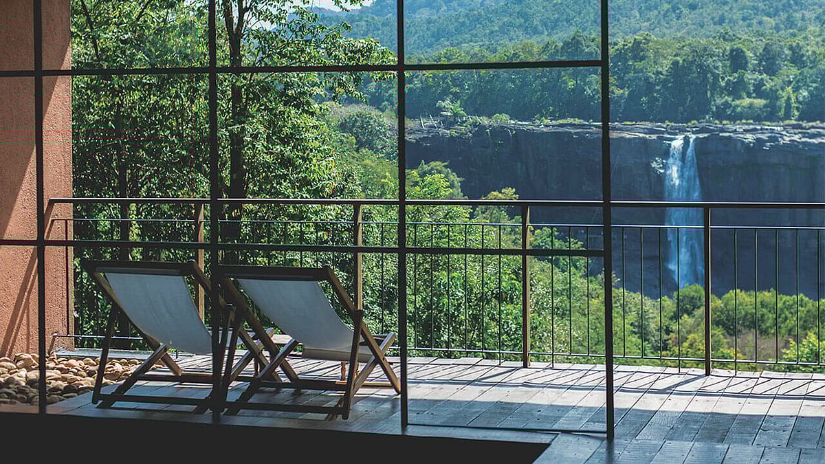 The view of the Athirapally waterfalls form the rooms is unmatched