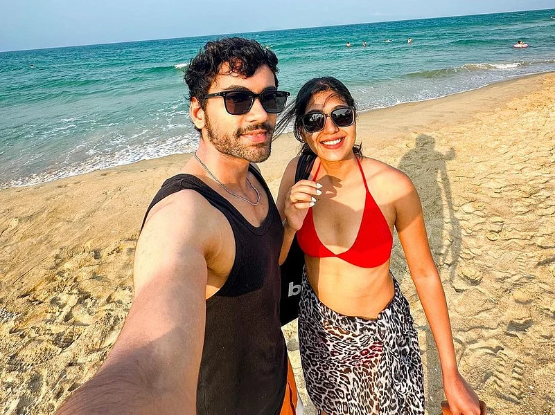 Muskaan and Aashish at a beach in Vietnam
