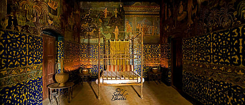 One of the painted bedrooms at Chhukhadan Palace