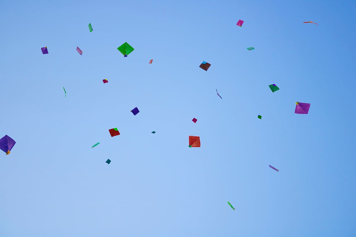 Kites in the sky during Basant Panchami