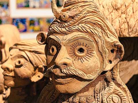A modern art sculpture at the Bihar Museum in Patna 