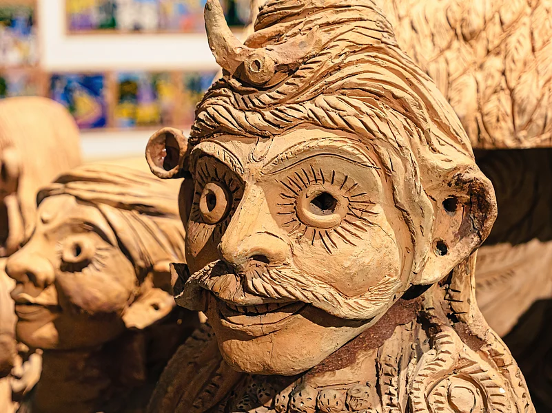 A modern art sculpture at the Bihar Museum in Patna