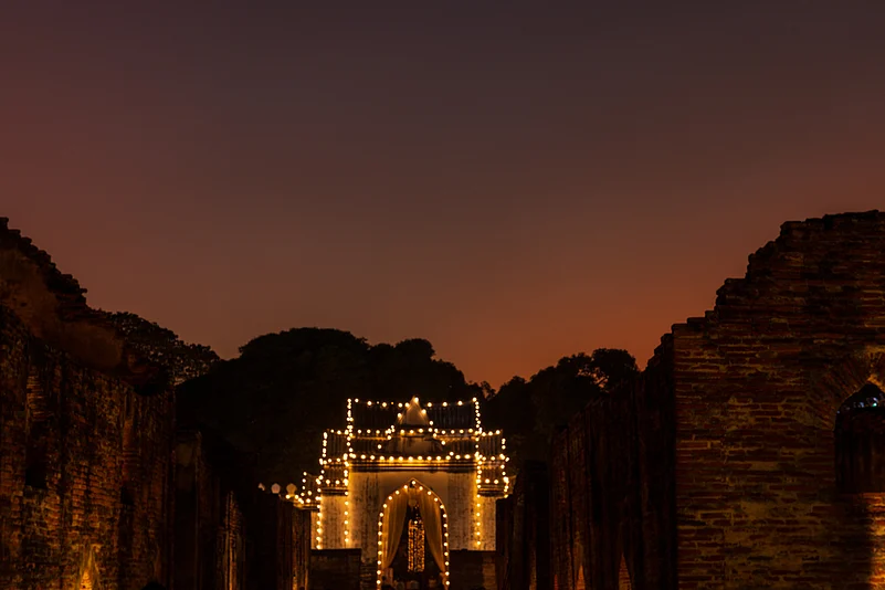 Ruins of Twelve Royal Storage and Palace Inner Gate, located in Phra Narai Ratchaniwet (The King Narais Palace), Lopburi, Thailand
