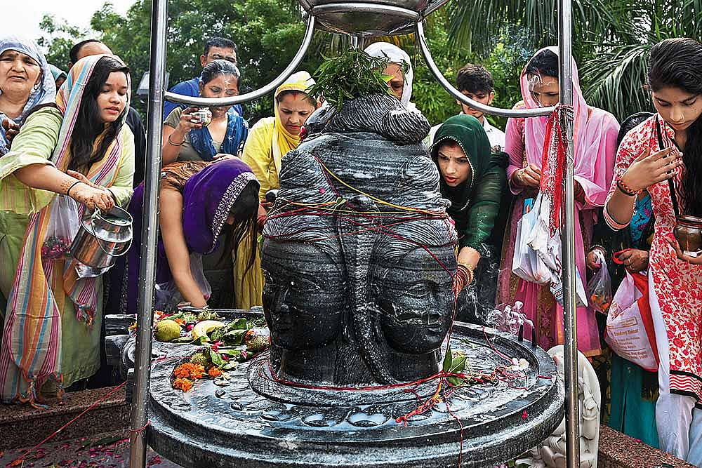The linga form represents the harmonious union of the male and female