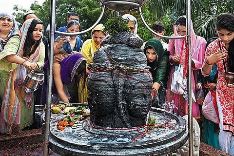 The linga form represents the harmonious union of the male and female