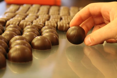 Chocolate tasting in the Cailler factory in Switzerland