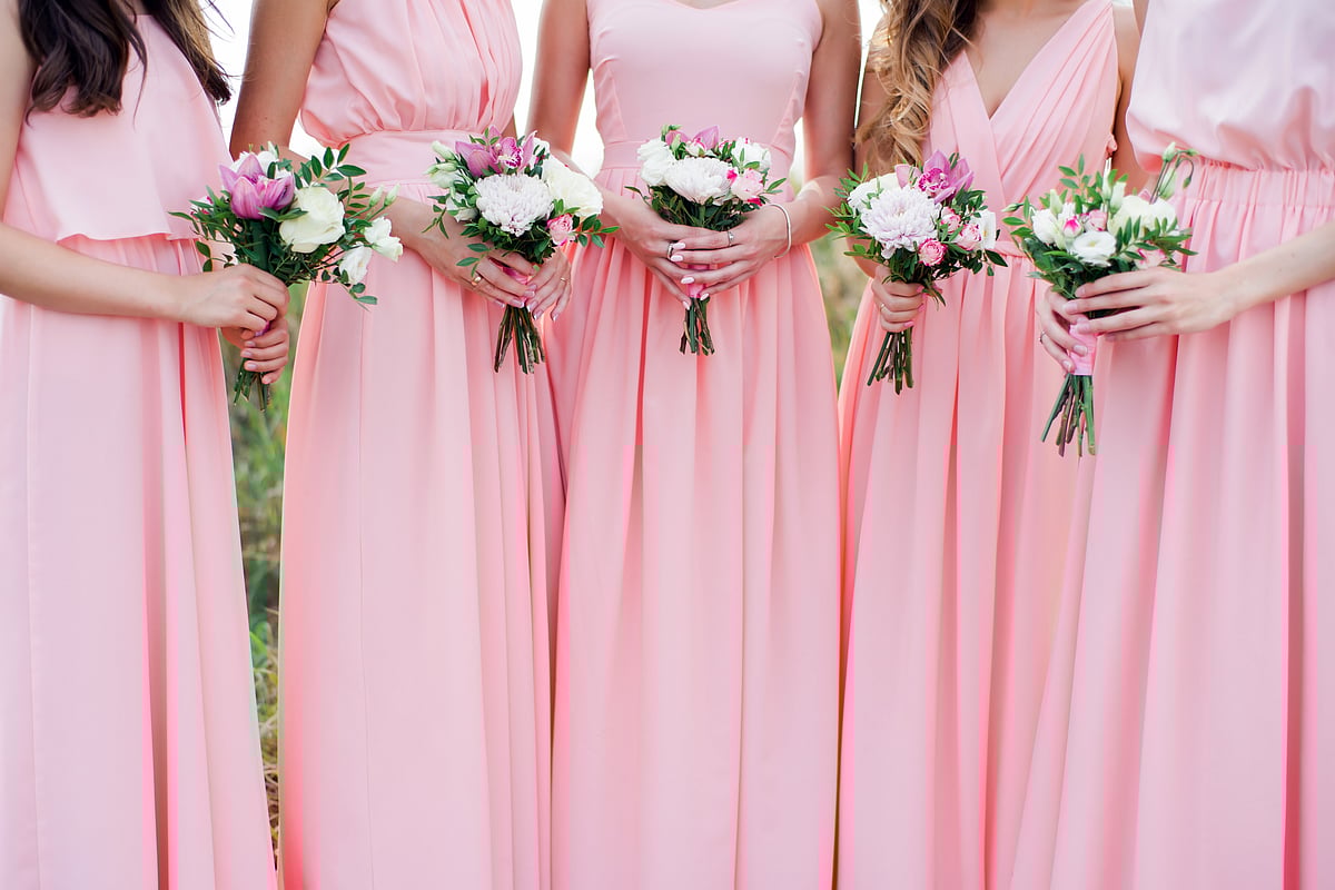 Glorious bridesmaids in pink dresses